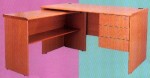 長方型辦公桌+吊3桶櫃+側檯 木色